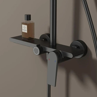 Laiton 3 voies cascade salle de bain en laiton mural noir pluie douche ensemble coulissant en laiton bain douche robinet ensembles
