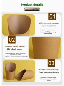 Vasos y Portavasos Desechables de Papel Kraft Grueso, Ecológicos y Degradables, para Papas Fritas, Huevo Frito y Otros Alimentos - Product Image 5