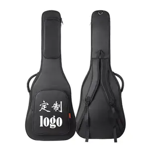 Logotipo personalizado 36 39 41 polegadas Black Bass Guitar Bag Mochila de guitarra vintage acústica Engrossar impermeável Carrying Case Bag Holder