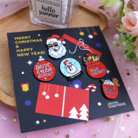 Cadeau de noël personnalisation épingle en métal personnalisé émail dur épingles Badges ensemble de noël mignon dessin animé métal épinglette Badge