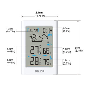 Termómetro Higrómetro Inalámbrico Baldr para Interiores y Exteriores con Pantalla LCD, Estación Meteorológica con Pronóstico y Reloj Despertador para Uso Doméstico - Product Image 4