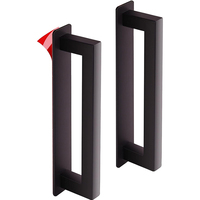 Poignées d'armoire carrées noires mates auto-adhésives avec poignées d'armoire à plaque de base pour porte coulissante