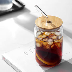 400ml con tapa y vidrio de paja de alto borosilicato resistente al calor taza de cola botella de vidrio de visualización para <span class=keywords><strong>microondas</strong></span> - Product Image 5