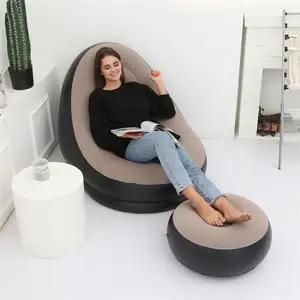 סלון עצלן כסאות מתנפחים ספה מיטה מיטה סט עם footbrest משקה בית מתנפחים ריהוט חיצוני ומקורה לשימוש פנים