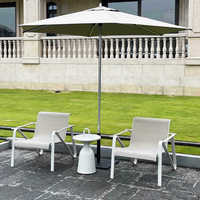 Ensemble bistrot d'extérieur en maille Teslin style nordique, avec structure en aluminium de 2,0 mm d'épaisseur, fauteuil de patio et table d'appoint pour villa, cour et gîte