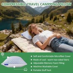 Almohada de Viaje Gehannah Grande, Paquete de 2, Espuma Viscoelástica Triturada, Almohada de Camping Compresible - Product Image 5