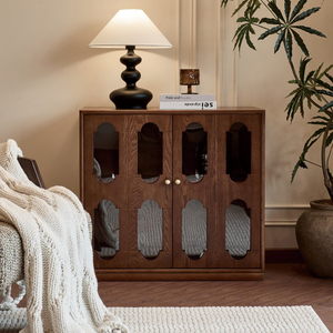 Mobile TV da terra in legno massello stile francese vintage <span class=keywords><strong>con</strong></span> cassetti e vetrina - Credenza multifunzionale per <span class=keywords><strong>soggiorno</strong></span> - Product Image 3