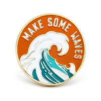 Épinglette en émail personnalisée, thème Plage d'été, Vague, Planche de surf, en métal émaillé dur, pour souvenir de club, cadeau et accessoire de fête