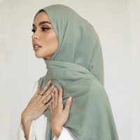 Nouveau Hijab Premium en Rayonne Modal Malaisienne à Teinture Réactive Printanière, Châle Tissé en Bambou, Foulard Long Arabe pour Femmes Musulmanes