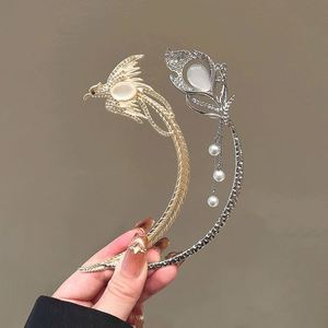 Épingles à cheveux rétro en forme de lune de phénix et de croissant de lune pour femmes, accessoires de luxe légers et exquis en strass - Product Image 4