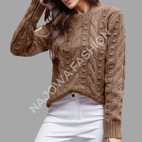 Pull de Noël décontracté en laine tricotée 100 % pour femme, grande taille, avec logo frontal, doublure en laine, chaud, anti-boulochage, respirant, col ras du cou