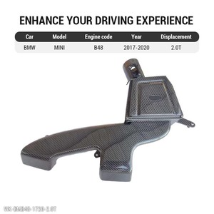 Para carbono seco BMW 1Series Kit de admisión de aire frío Race MINI <span class=keywords><strong>Cooper</strong></span> B48 F56 118i 120i 2,0 T 2017-<span class=keywords><strong>2020</strong></span> Caja de filtro de tubo de admisión de aire - Product Image 3