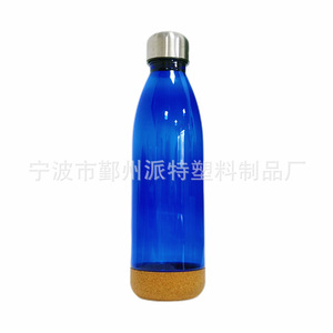 Eco Friendly Water Bottle 0001 Cork Bottom Plastic Cup Transparent Blue Red Solid Color One Piece Set General Use - Product Image 4