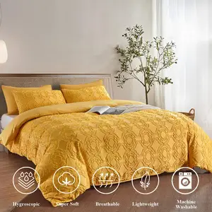 Tufted Duvet Cover Sets Tufted Design Bedding Set Bedroom Decoration Jacquard 1 Cover 1flat Sheet 2pillowcase White 100% Cotton