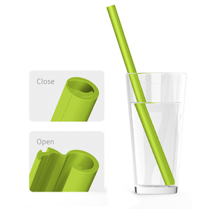 <b>Reusable</b> Silicone Folding <b>Straw</b> 250mm Food Grade Collapsible Drinking <b>Straws</b> For Kids Adults Multicolor - Product Image 2