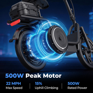 Scooter Eléctrico Utilitario con 2 Asientos y Almacenamiento Trasero, <span class=keywords><strong>Motor</strong></span> de 500W, Scooter Eléctrico Plegable para Adultos de 14 Pulgadas, Entrega Local en el Reino Unido - Product Image 6