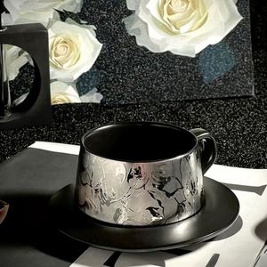 Ensemble de tasses à café en céramique vintage personnalisées avec soucoupe, en acier inoxydable, écologique, luxueux, minimaliste, idéal pour la maison, le bureau ou le café - Product Image 2