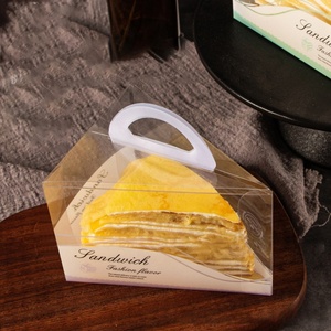 New Design Triangle Shape Transparent PET Foldable Takeaway Cake <b>Boxes</b> Grease Resistant - Product Image 4