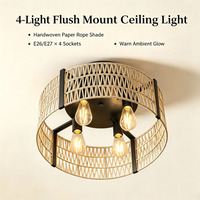 Lampe de plafond en corde de papier faite à la main, style rustique, lampe de plafond décorative pour la maison, pour l'intérieur