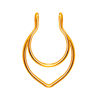 Faux bois en acier inoxydable Double couche Anneau de nez non perforé Clip de septum sur les bijoux de corps de ponction nasale