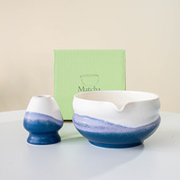 Ensemble de bols à matcha en porcelaine japonaise de 550 ml, design céramique à couleurs changeantes, écologique, résistant à la chaleur, avec bec verseur et outil de service du thé