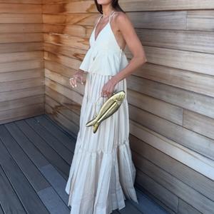 Nuevos Vestidos Elegantes de Primavera para Fiesta, Vestidos Casuales Holgados y Modestos para Mujer, Vestido Maxi con Tirantes Finos, Escote en V Profundo y Volantes de Gasa - Product Image 2