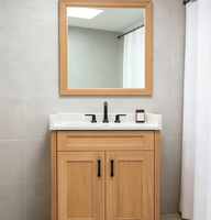 Meubles-lavabos de salle de bain classiques, armoire de rangement multi-tiroirs en bois massif avec lavabo en céramique et design personnalisé pour salle de bain