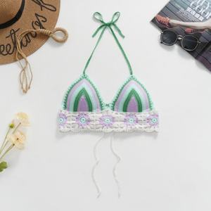 Haut de bikini sexy tricoté à la main sur mesure, style brésilien en crochet, avec pompon arc-en-ciel, maillot de bain 2 pièces - Product Image 6