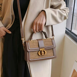 Plush and Suede Patchwork Small <b>Square</b> Bag Handheld and Crossbody Design for Women - Product Image 4