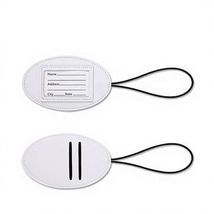 Cute Oval PU Leather Travel Luggage <b>Tag</b> with Elastic Rope, Custom Logo <b>ID</b> Card Holder <b>Tags</b> for Suitcase Bag - Product Image 3