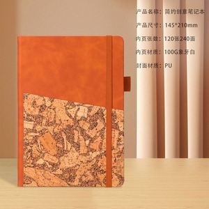 <b>A5</b> <b>Leather</b> <b>Cover</b> Embossed Strap <b>Notebook</b> Business Office Customized Meeting Pen Holder Pocket Creative New Vintage Splicing - Product Image 3