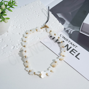 Haute qualité blanc coquille papillon trèfle à quatre feuilles perlé <span class=keywords><strong>chaîne</strong></span> de <span class=keywords><strong>téléphone</strong></span> portable été plage mode amour coeur <span class=keywords><strong>téléphone</strong></span> lanière <span class=keywords><strong>chaîne</strong></span> - Product Image 4