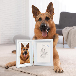 Pet Photo <b>Frame</b> Foldable Paw Print Keepsake White Plastic Rectangle Modern Simple Design For Dog Cat <b>Memorial</b> - Product Image 3