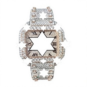 Montre mécanique pour homme NYC DIAMOND EMPIRE Iced Out en acier inoxydable rose gold, carrée, de luxe, hip hop, moissanite, édition limitée - Product Image 1
