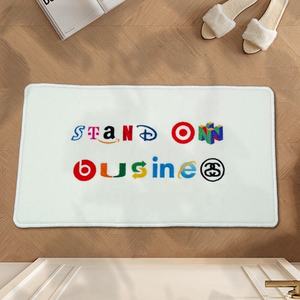 3D印花花卉簇绒定制地毯设计师设计黑色8球桌地毯标志定制门垫 - Product Image 3