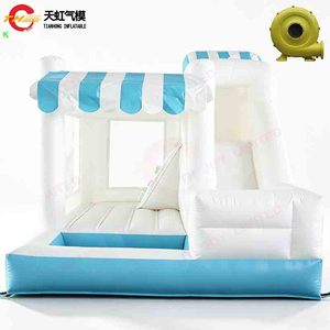 Toboggan gonflable en PVC bleu macaron 10x10 pieds avec <span class=keywords><strong>piscine</strong></span> à balles, installation facile, usage commercial extérieur, souffleur gratuit pour locations événementielles - Product Image 1