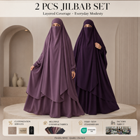 Ensemble de prière musulman 2 pièces premium avec abaya et niqab pour femmes, tenue islamique ample et couvrante en polyester, vente en gros