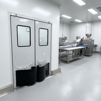 Porte moderne en acier inoxydable à double battant, résistante aux chocs, avec double vitrage trempé et âme en nid d'abeille pour usine, hôpital, laboratoire