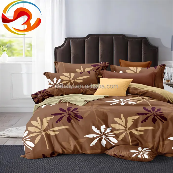Cheap price polyester room set Sheets for beds bedding set Wholesale Comforter cover set with matching curtains