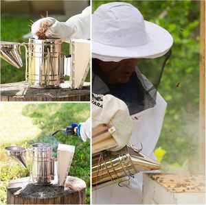 Nouveau fumeur de ruche d'abeille en acier inoxydable avec équipement d'apiculture essentiel de bouclier thermique pour les apiculteurs - Product Image 3