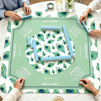 Tapis de Mahjong Américain Imperméable avec Règles Personnalisées Imprimées, Housse de Table Antidérapante en Caoutchouc pour Soirées Mahjong