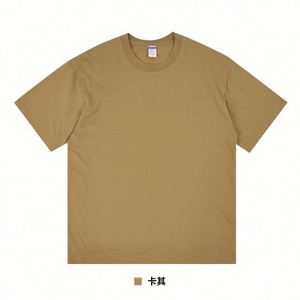 European Over Size Men's Cotton T-<b>Shirt</b> 230g Short Sleeved Plus Size O Neck Solid Pattern LOGO Printing Loose Fit T <b>Shirts</b> - Product Image 1