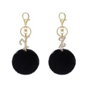 Porte-clés personnalisé avec 26 lettres anglaises en fourrure, nouveau design, boule de fourrure de lapin Rex artificielle, pendentif de sac, porte-clés en peluche avec lettre - Product Image 6