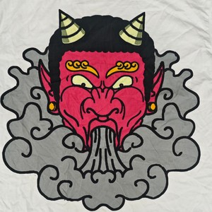 T-shirt graphique vintage japonais avec logo personnalisé, masque de démon rouge Yokai, 100% coton, surdimensionné, unisexe, streetwear Harajuku, tee-shirt décontracté - Product Image 2