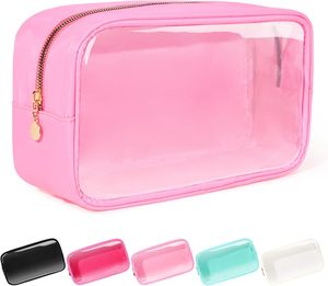 Bolsa organizadora de maquillaje de PVC transparente a la moda para mujeres y niñas, Material de PU duradero, cierre de cremallera, bolsa de cosméticos con logotipo de caramelo, monedero - Product Image 1
