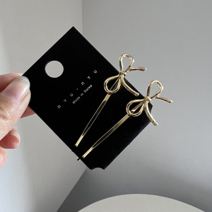 Barrettes minimalistes en métal avec nœud pour femmes, ensemble d'accessoires pour cheveux à clipser sur le côté - Product Image 4