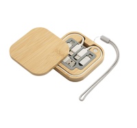 Kit de câbles de charge multifonctionnels en bambou écologique avec logo personnalisé, chargeur rapide 60W, ensemble de câbles de données USB Type C 6 en 1 pour les voyages