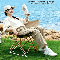 Sedia da Campeggio Pieghevole Portatile Leggera in Stile Luna con Schienale Basso in Acciaio al Carbonio e Tessuto Oxford per Spiaggia, Picnic, Viaggi e Giardino