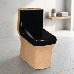 WC monobloc carré doré de luxe, toilette moderne en céramique à double chasse haute efficacité pour hôtel de luxe - Product Image 2