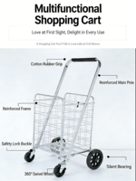 Chariot de courses pliable multifonctionnel robuste pour supermarché et cuisine avec roues